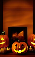 jack o lantern with halloween pumpkins