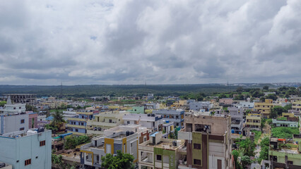 Fototapeta premium Hyderabad city drone view, Telangana, INDIA. 