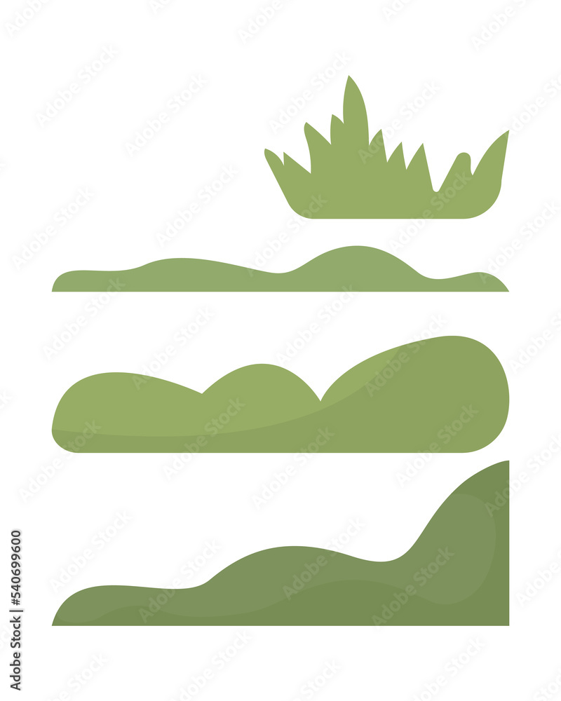 Aufkleber grass shapes semi flat color vector objects set. floral ornament. editable elements. full sized item