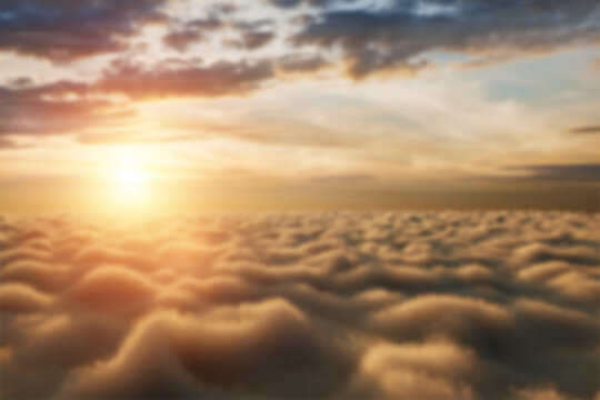 white fluffy clouds in the sky at sunset background, creative background. 3D illustration, 3D render.