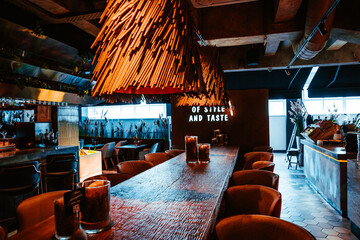 Interior of a modern cozy swedish restaurant