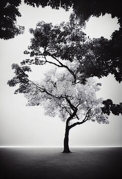 Silhouette of a white tree