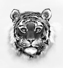 Portret tygrysa, szkic, ilustracja, rysunek, sztuka cyfrowa