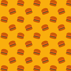 Hamburger seamless pattern. Fastfood pattern. Street food pattern. Burger pattern. Sandwich