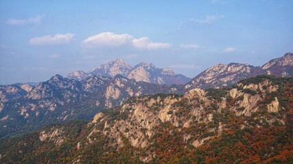 Bukhansan National Park. Bukhansan Bibong Peak - Hyangnobong Peak. autumn mountains. hiking Korean...