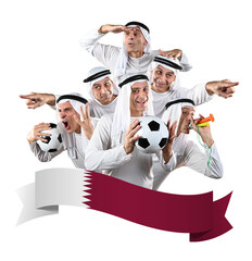 Group of the same person in Arab style ready for soccer match
