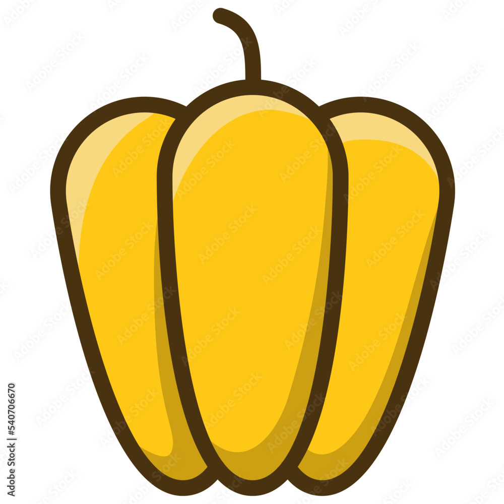 Sticker illustration of a yellow pepper