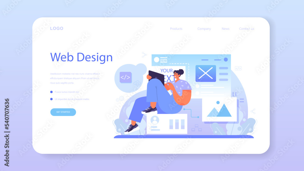 Poster web integration web banner or landing page. website layout converting