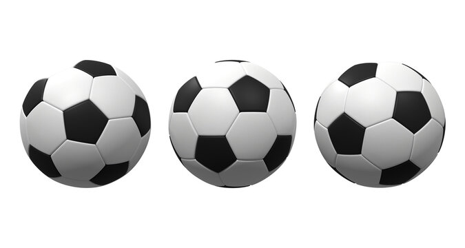 soccer ball white and black color on a transparent background 3d illustration rendering