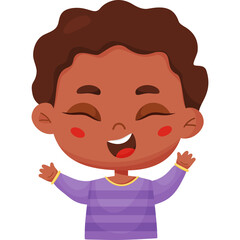  Emotion of delight. Happy black boy
