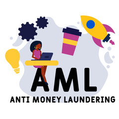 AML - Anti Money Laundering acronym business concept background. vector illustration concept with keywords and icons. lettering illustration with icons for web banner, flyer, landing page
