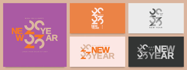Happy new year 2023. Creative concept of 2023 new year with trendy and modern typeface design for card, banner, template, poster, flyer, cover and media post