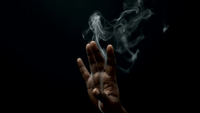 smoke coming from hand magical effect hands on smoke