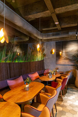 Interior of a modern cozy swedish restaurant