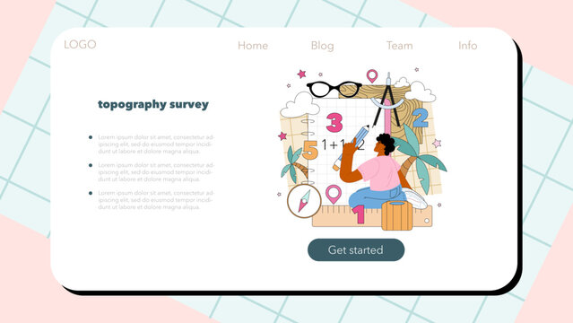 Surveyor web banner or landing page. Land surveying technology