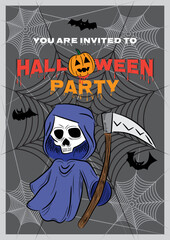 Grim reaper on grey background vector illustration
