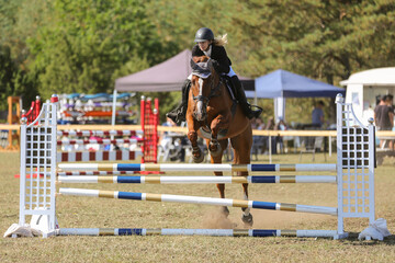 Obraz premium A girl and her horse in show jumping, Gotland Sweden.