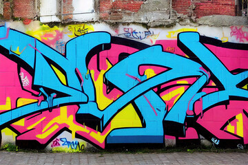 Colorful Beautiful Graffiti On Old City Walls. Creative Abstract Background.