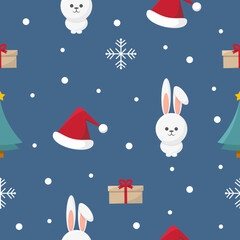 Obraz na płótnie Canvas christmas seamless pattern with rabbits