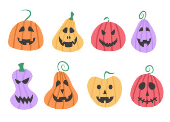 Halloween pumpkin set. Vector illustration