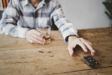 Say No. Stop Drinking Alcohol. Refuse Glass of Whisky and no drive concept.