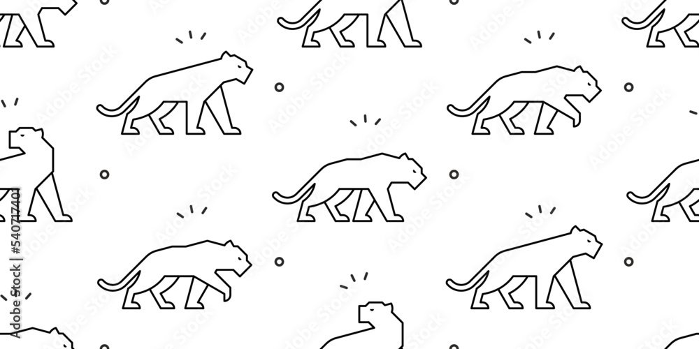 Poster seamless pattern with panthers. isolated on white background