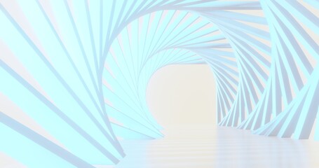 Architecture background spiral arched interior 3d render