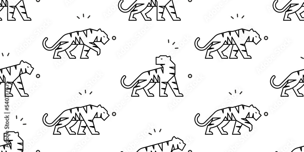 Poster seamless pattern with tigers. isolated on white background