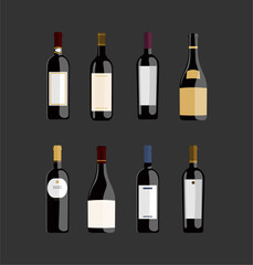 elegant red wine bottle set background stock vector