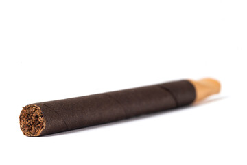 closeup cigar on white background