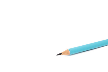 simple pencil lying on a white background close-up. Graphite pencil isolated on white background.