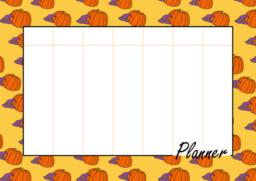 Autumn design template, hand drawn pumpkins, flat vector illustration