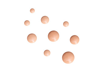 cosmetic smear round drops of foundation on a white backgroun