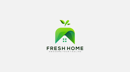 Natural fresh home simple vector logo design
