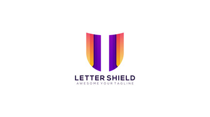 Letter U shield logo icon design template elements
