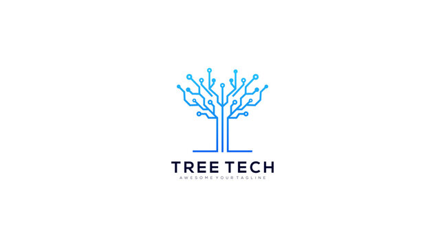 tech tree electrical circuit digital logo vector icon
