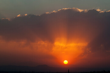 beautiful sunset over the valley