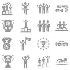 Competition Icons. Gray Flat Design. Vector Illustration.