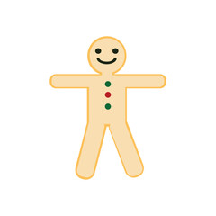 Vector illustration, cute gingerbread cookie for christmas lonely on a white background.