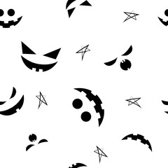 Vector. Seamless repeating cartoon face pattern. Thanksgiving, Halloween concept. Seasonal print for textiles, holiday background, gift wrapping, invitations. Autumn concept, plant compositions.