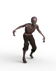 3D irendering of a fantasy zombie monster isolated on a transparent background.