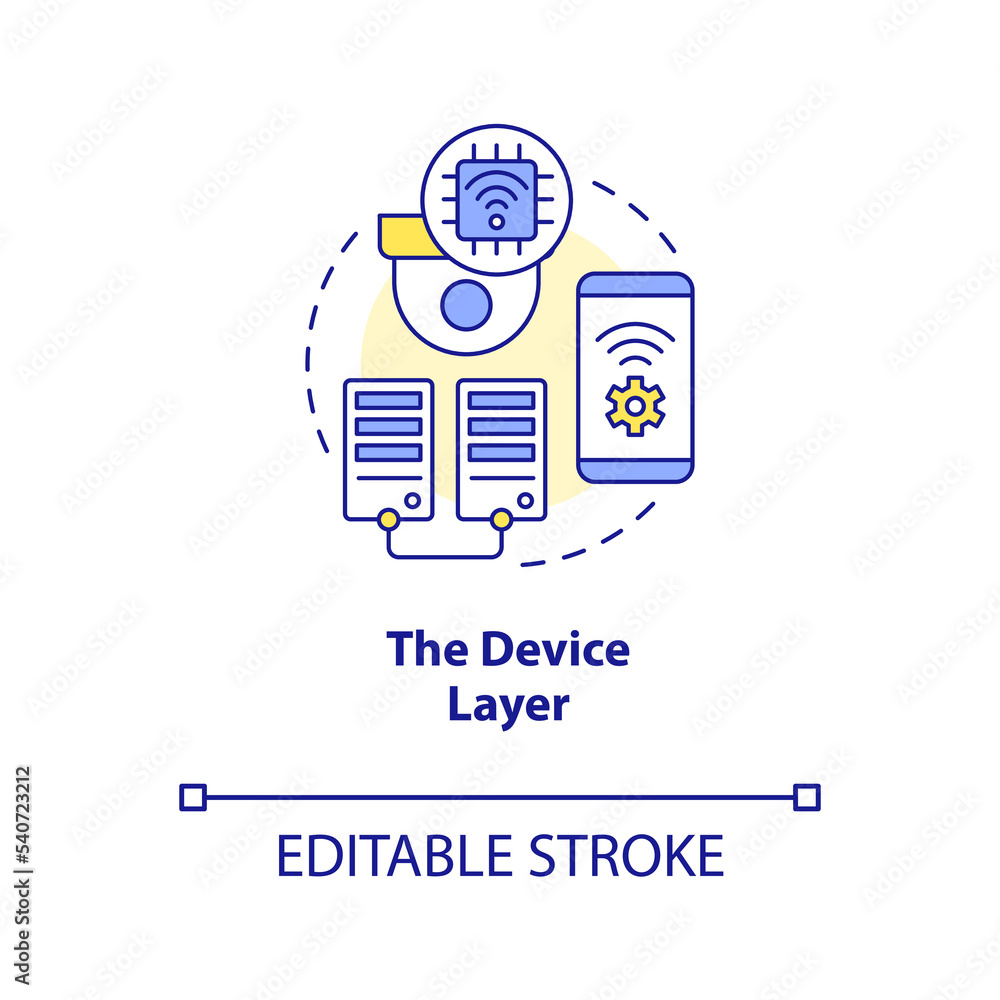 Poster device layer concept icon. iot technology. wireless networking. internet connection abstract idea th