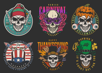 Scary holidays set flyers colorful