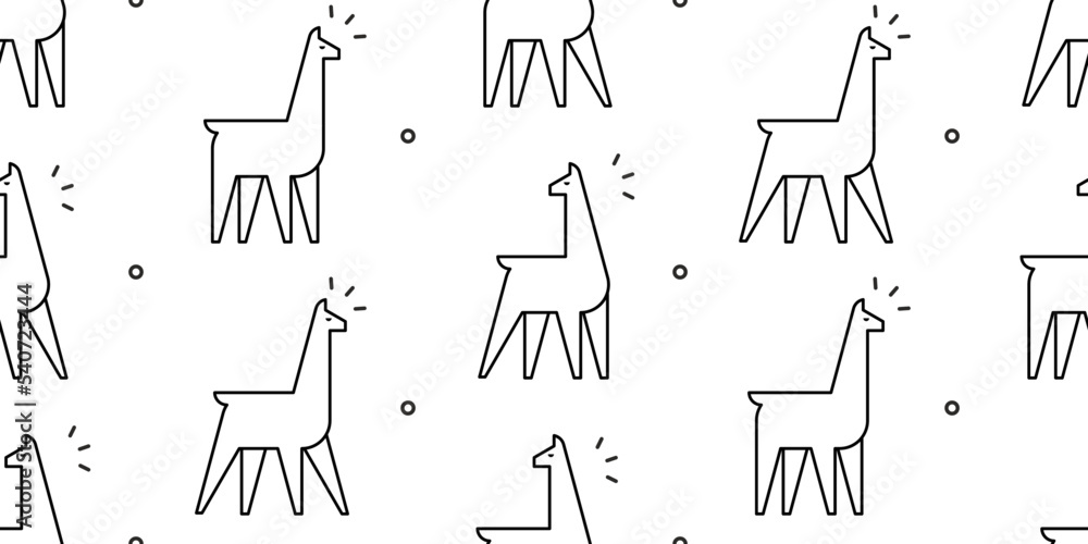 Poster seamless pattern with llamas. isolated on white background