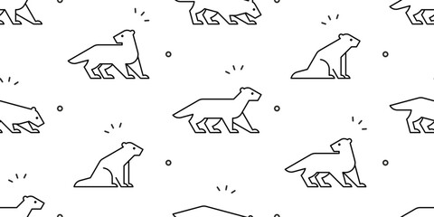 Seamless pattern with Minks. isolated on white background