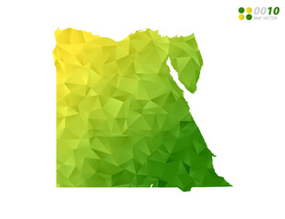Vector Egypt map green and yellow polygon triangle mosaic with white background. style gradient.