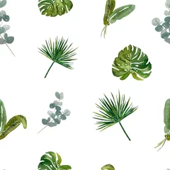 Fotobehang Tropische bladeren Seamless palm leaf eucalyptus a large pattern