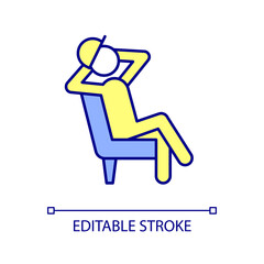 Lazy worker RGB color icon. Builder resting in workplace. Negligence of employee during shift. Isolated vector illustration. Simple filled line drawing. Editable stroke. Arial font used