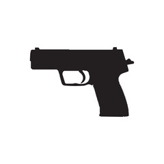 USP 9mm pistol silhouette isolated white background