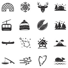 Alaska Icons. Black Scribble Design. Vector Illustration.